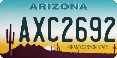 AZ license plate AXC2692
