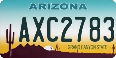 AZ license plate AXC2783