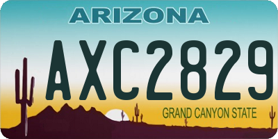 AZ license plate AXC2829