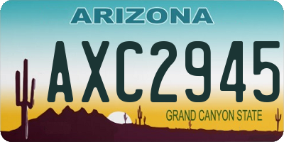 AZ license plate AXC2945