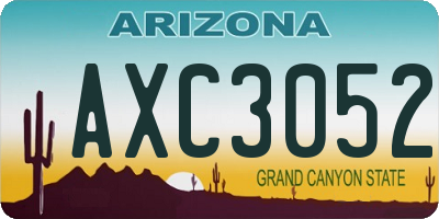 AZ license plate AXC3052