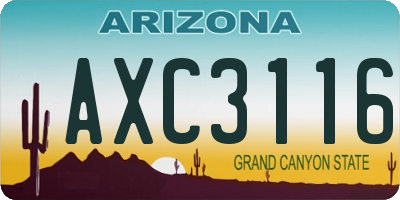 AZ license plate AXC3116