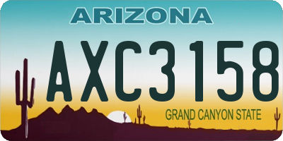 AZ license plate AXC3158