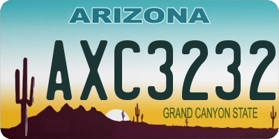 AZ license plate AXC3232