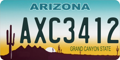 AZ license plate AXC3412
