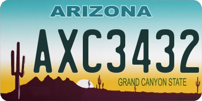 AZ license plate AXC3432