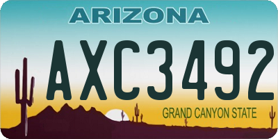 AZ license plate AXC3492