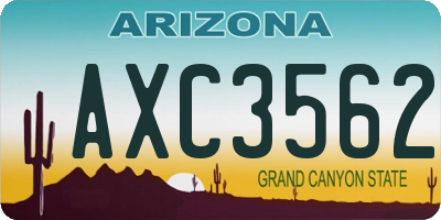 AZ license plate AXC3562