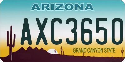 AZ license plate AXC3650