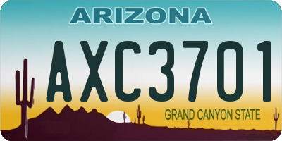 AZ license plate AXC3701
