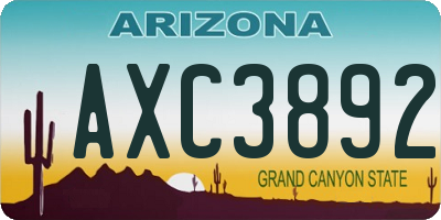 AZ license plate AXC3892