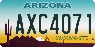 AZ license plate AXC4071