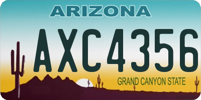 AZ license plate AXC4356