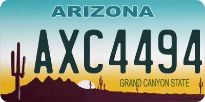 AZ license plate AXC4494