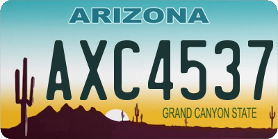 AZ license plate AXC4537