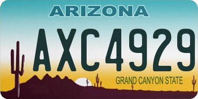 AZ license plate AXC4929