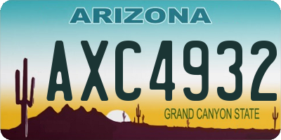 AZ license plate AXC4932