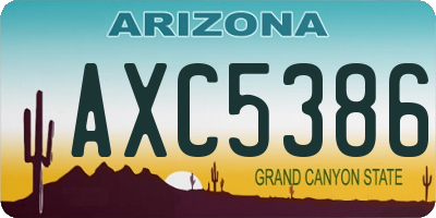 AZ license plate AXC5386