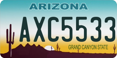 AZ license plate AXC5533