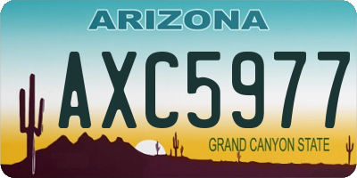 AZ license plate AXC5977