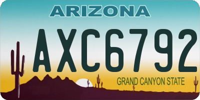 AZ license plate AXC6792