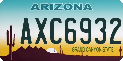 AZ license plate AXC6932