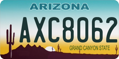 AZ license plate AXC8062