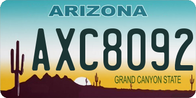 AZ license plate AXC8092