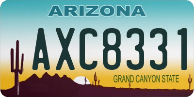 AZ license plate AXC8331