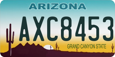 AZ license plate AXC8453