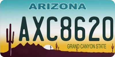AZ license plate AXC8620