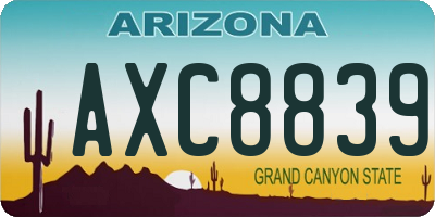 AZ license plate AXC8839