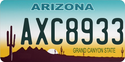 AZ license plate AXC8933
