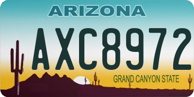 AZ license plate AXC8972