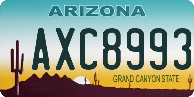 AZ license plate AXC8993