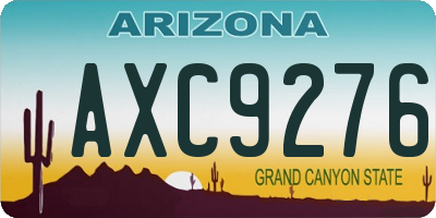 AZ license plate AXC9276