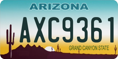 AZ license plate AXC9361