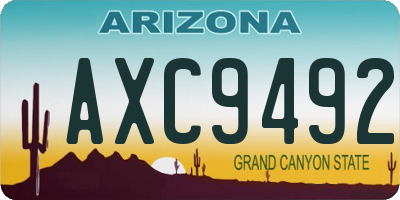 AZ license plate AXC9492