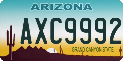AZ license plate AXC9992