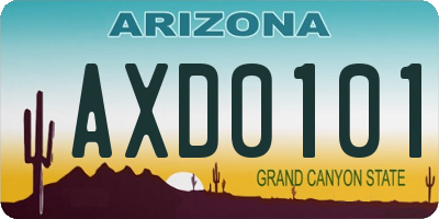 AZ license plate AXD0101