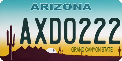 AZ license plate AXD0222