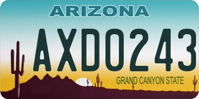 AZ license plate AXD0243