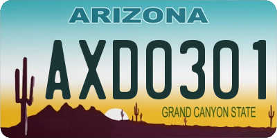 AZ license plate AXD0301