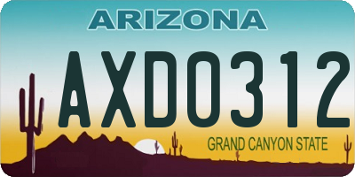AZ license plate AXD0312