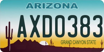 AZ license plate AXD0383