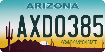 AZ license plate AXD0385