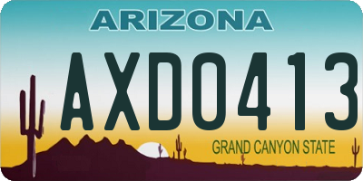 AZ license plate AXD0413