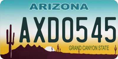 AZ license plate AXD0545