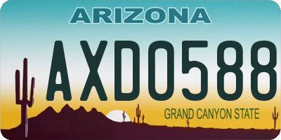 AZ license plate AXD0588