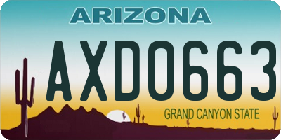 AZ license plate AXD0663